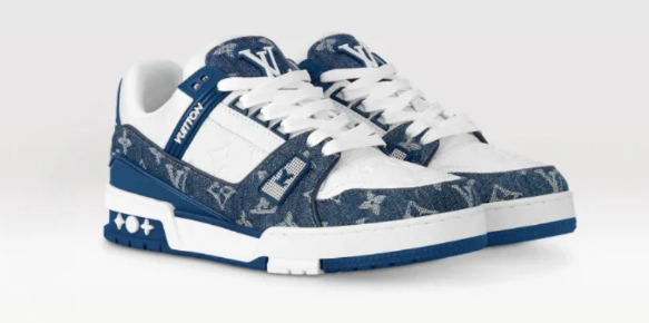 Louis Vuitton LV Trainer 'Monogram Denim & Embossed Calf Leather' | Grey