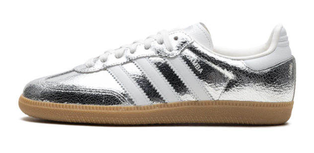 Adidas Samba OG – Silver Metallic Cracked Leather (JR0035)
