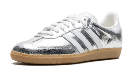 Adidas Samba OG – Silver Metallic Cracked Leather (JR0035)