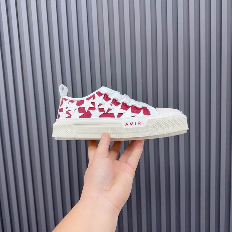 AMIRI Stars Court Low Sneaker — Crimson Red & White | LA Luxury Streetwear