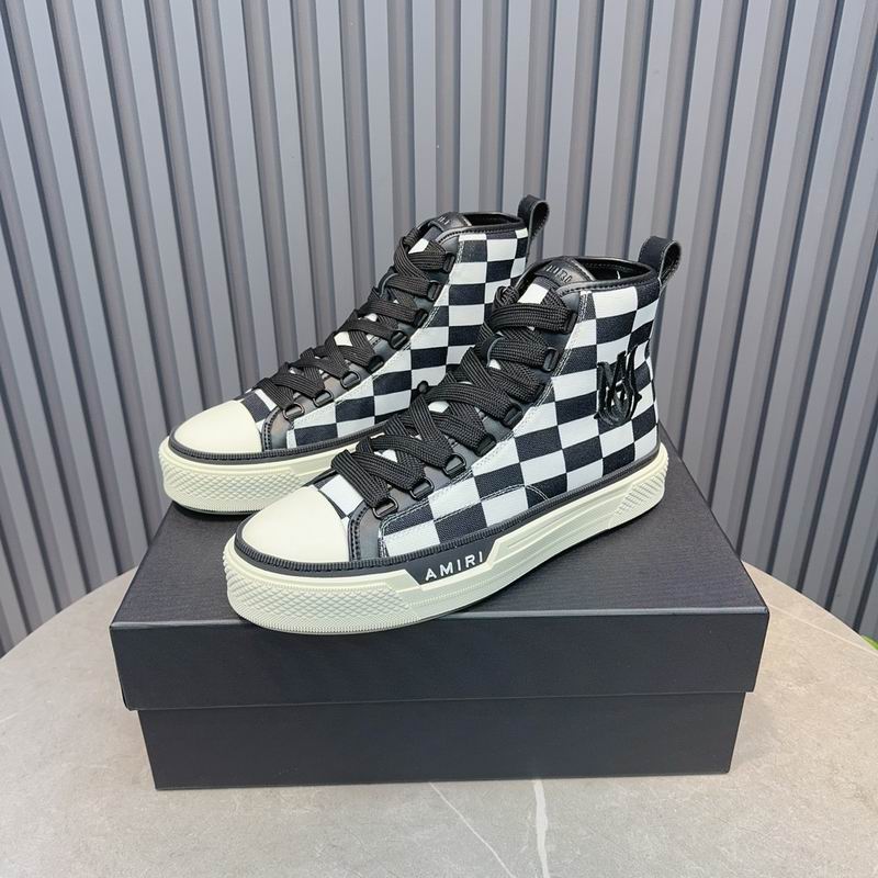 AMIRI Court High Sneaker — Black & White Checkerboard | LA Luxury Streetwear
