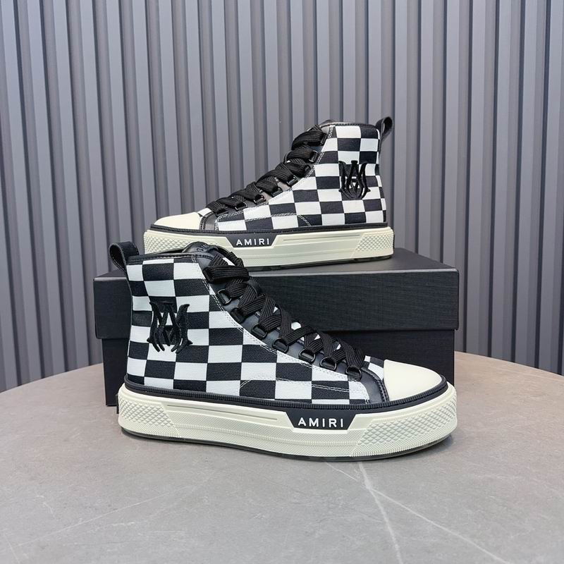 AMIRI Court High Sneaker — Black & White Checkerboard | LA Luxury Streetwear