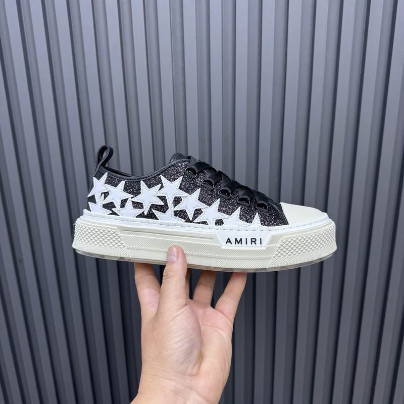 AMIRI Stars Court Low Sneaker — Black Glitter & White | LA Luxury Streetwear