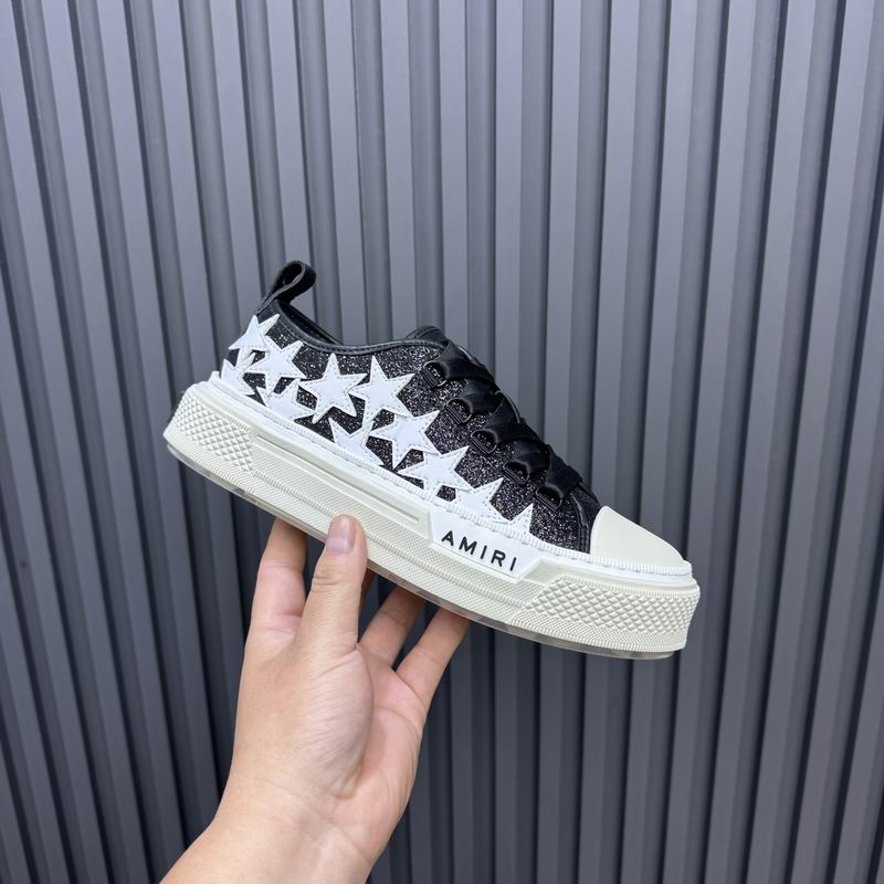 AMIRI Stars Court Low Sneaker — Black Glitter & White | LA Luxury Streetwear