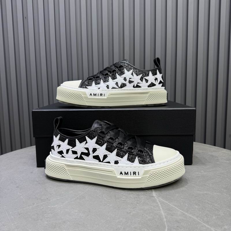 AMIRI Stars Court Low Sneaker — Black Glitter & White | LA Luxury Streetwear