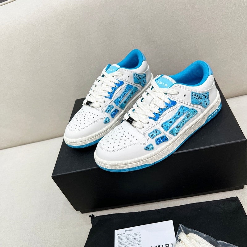 Amiri Skel-Top Low Sneaker – White / Blue Bandana