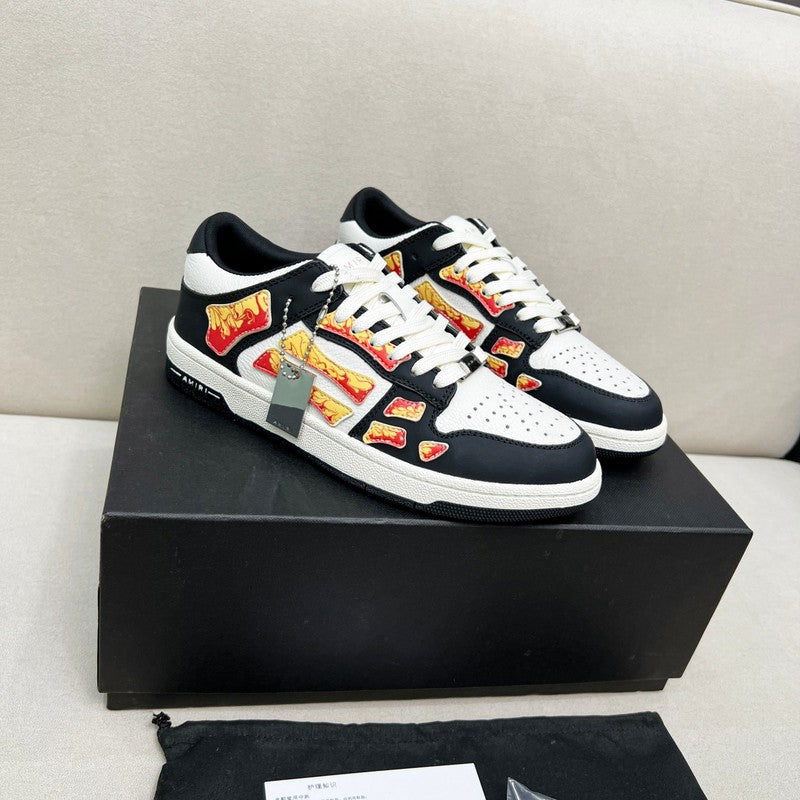 Amiri Skel-Top Low Sneaker – Black / White Flame