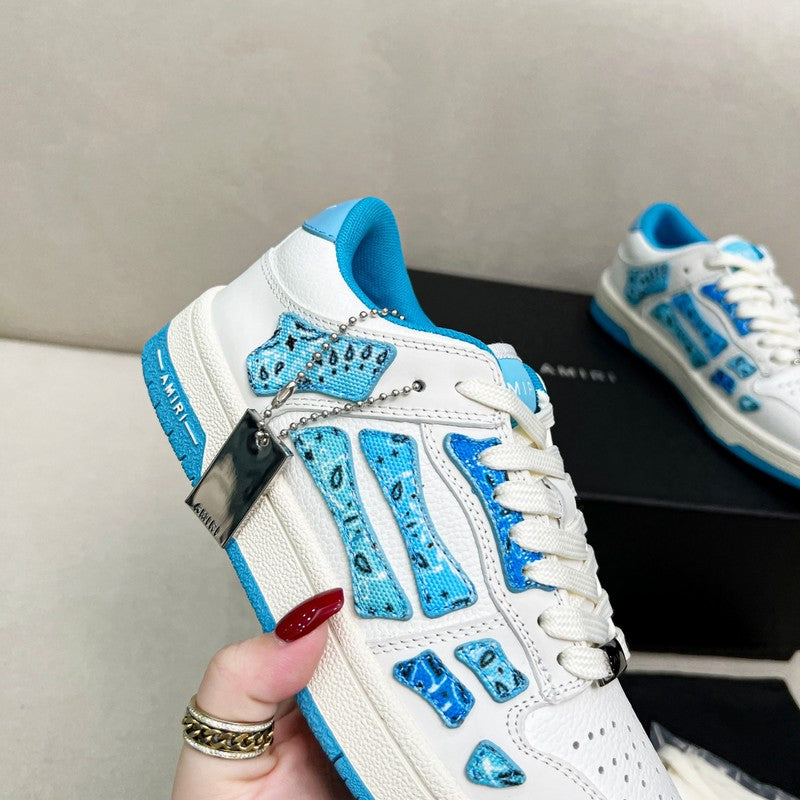 Amiri Skel-Top Low Sneaker – White / Blue Bandana