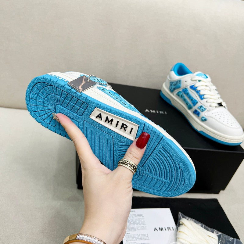 Amiri Skel-Top Low Sneaker – White / Blue Bandana