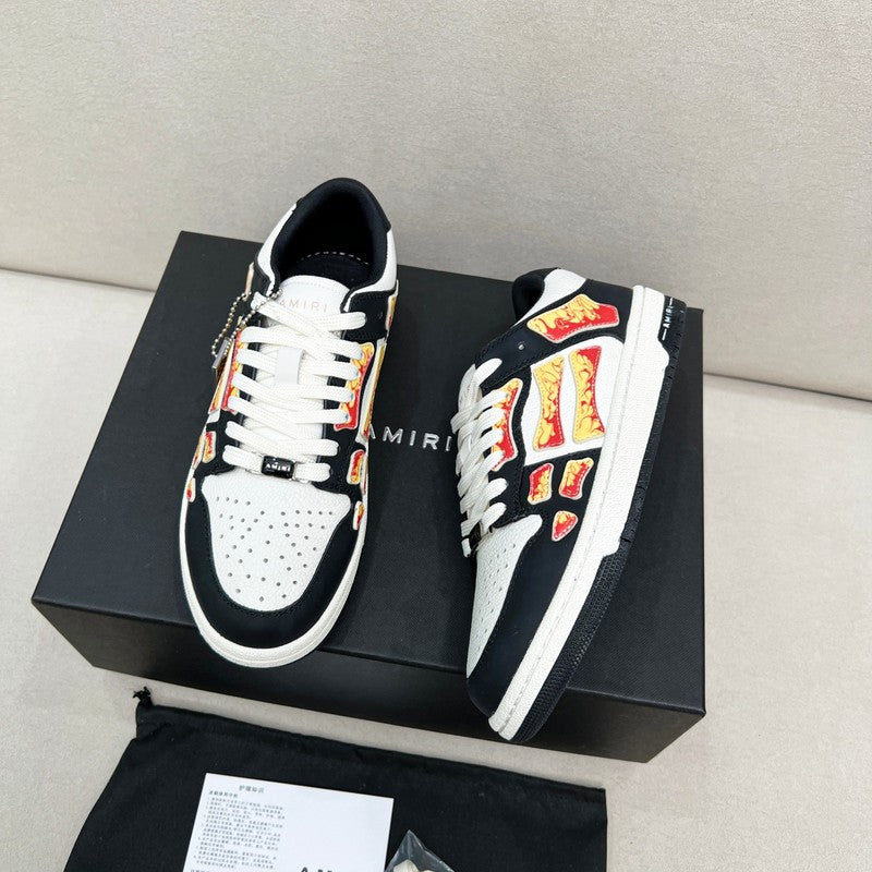 Amiri Skel-Top Low Sneaker – Black / White Flame