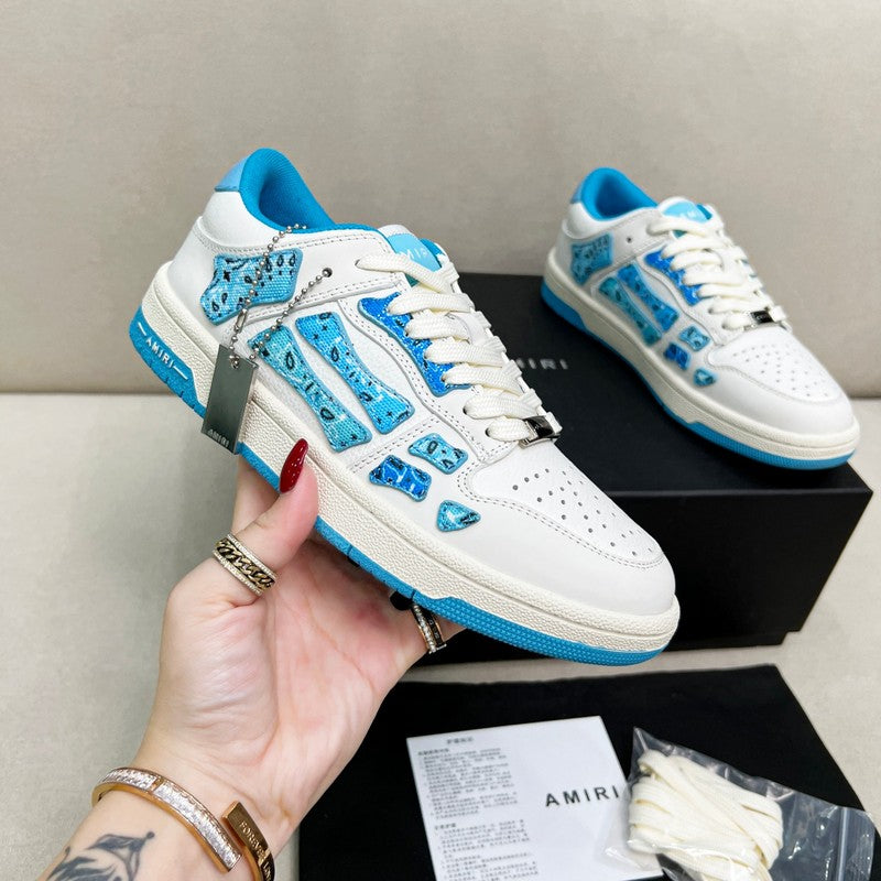 Amiri Skel-Top Low Sneaker – White / Blue Bandana