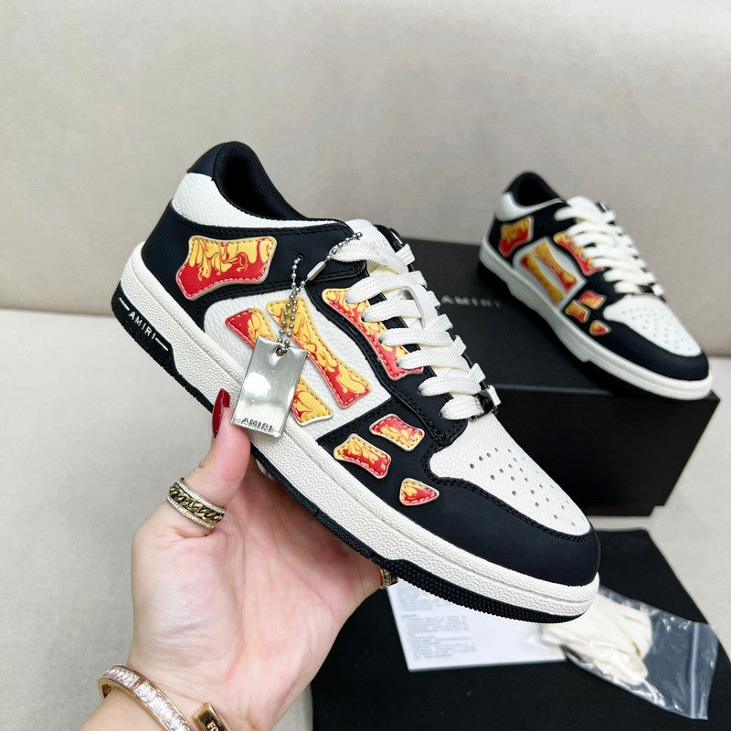 Amiri Skel-Top Low Sneaker – Black / White Flame