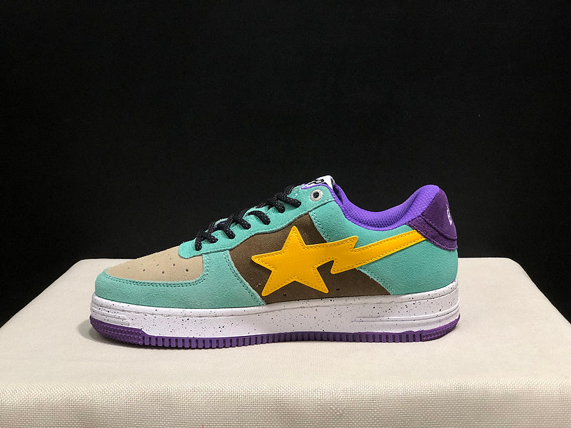 BAPE STA Low — Teal / Purple / Yellow Edition