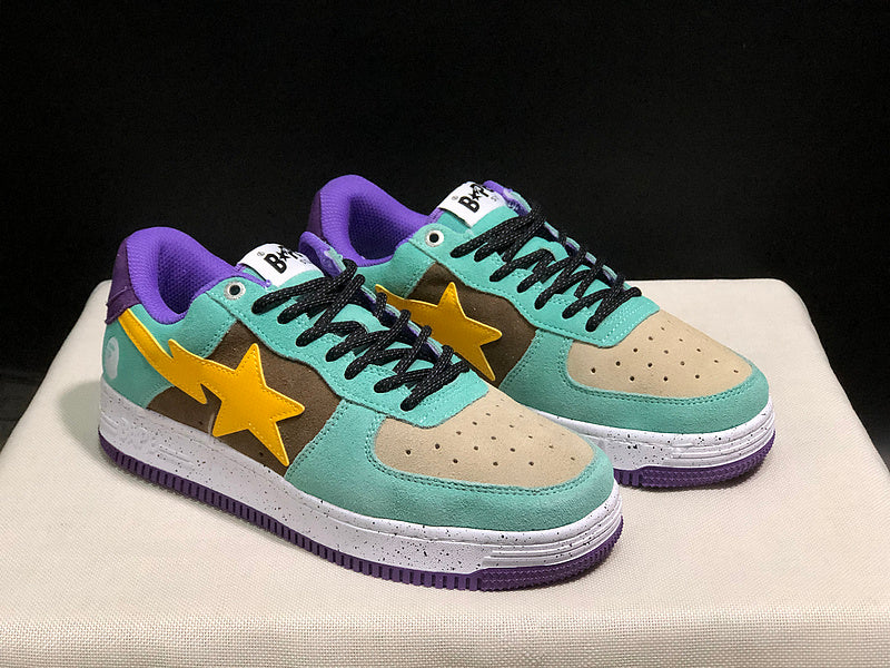 BAPE STA Low — Teal / Purple / Yellow Edition