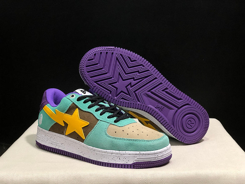 BAPE STA Low — Teal / Purple / Yellow Edition
