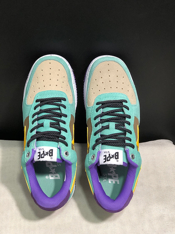 BAPE STA Low — Teal / Purple / Yellow Edition