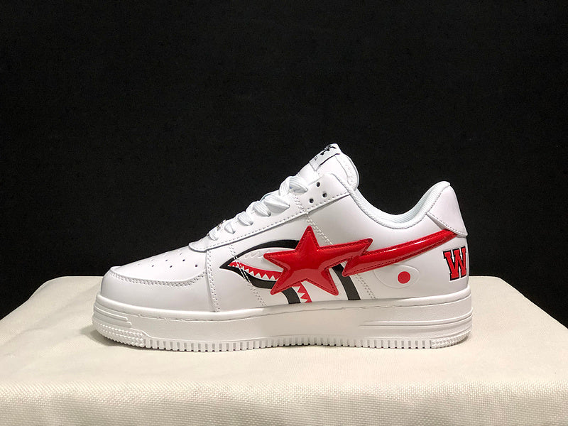 BAPE STA Low Shark Face — White / Red