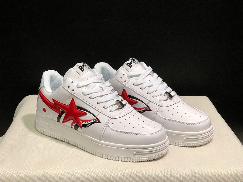 BAPE STA Low Shark Face — White / Red