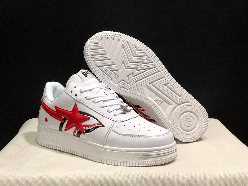 BAPE STA Low Shark Face — White / Red