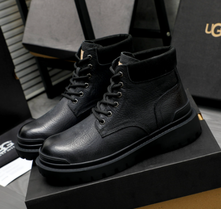 UGG Men's Leather Lace-Up Boot — Black