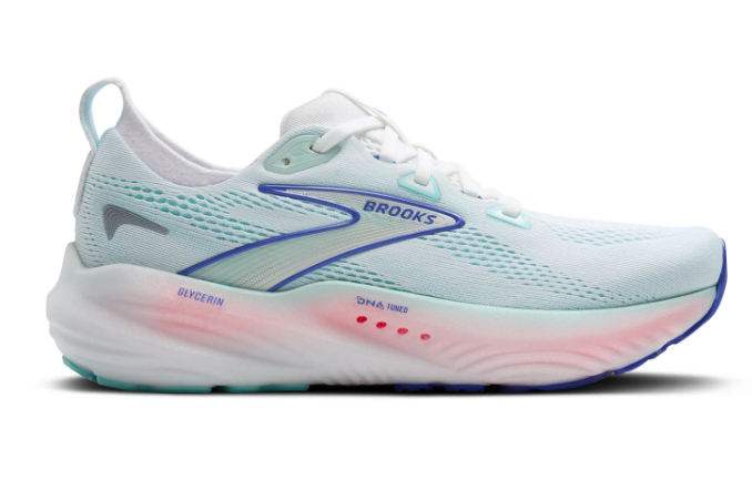 Brooks Glycerin 22 Running Shoe – Women's (White / Limpet Shell / Amparo Blue)